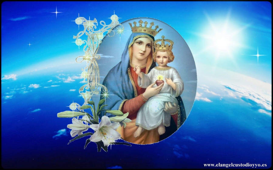 Caption: Divine Image Of The Blessed Virgin Mary Wallpaper