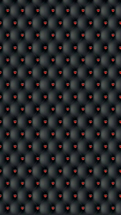 Caption: Elegant Heart-pattern On Black Leather For Iphone Background Wallpaper
