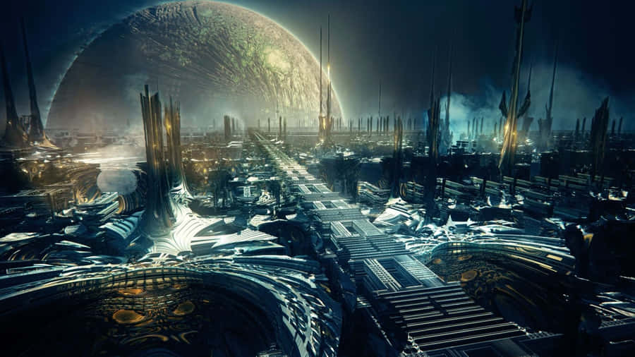 Caption: Enigmatic Otherworldly Landscape Wallpaper