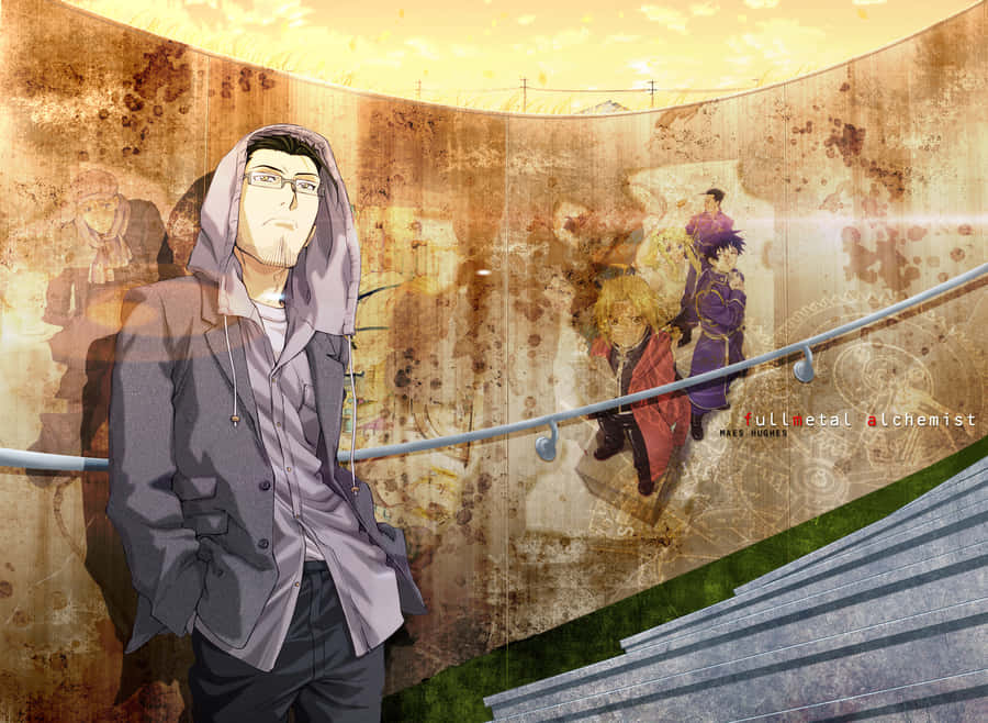 Caption: Enthusiastic Maes Hughes, A Character From Fullmetal Alchemist Wallpaper
