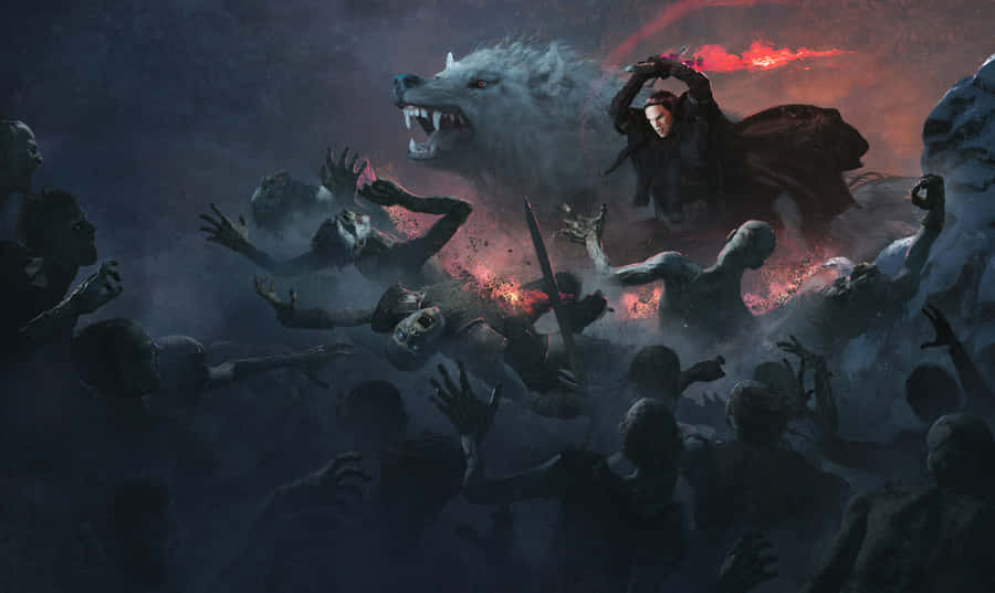 Caption: Fierce Wolf Attack In The Wild Wallpaper