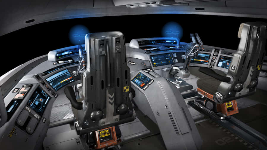 Caption: Futuristic Spaceship Cockpit In Deep Space Wallpaper