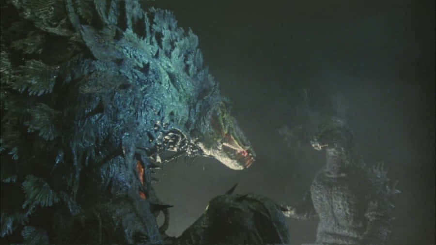 Caption: Godzilla And Biollante Face Off In An Epic Duel Wallpaper