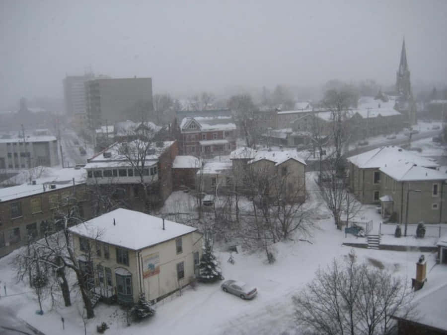 Caption: Guelph's Scenic Downtown Skyline Wallpaper