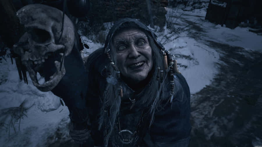 Caption: Intriguing Resident Evil Village Game Scene Image Wallpaper