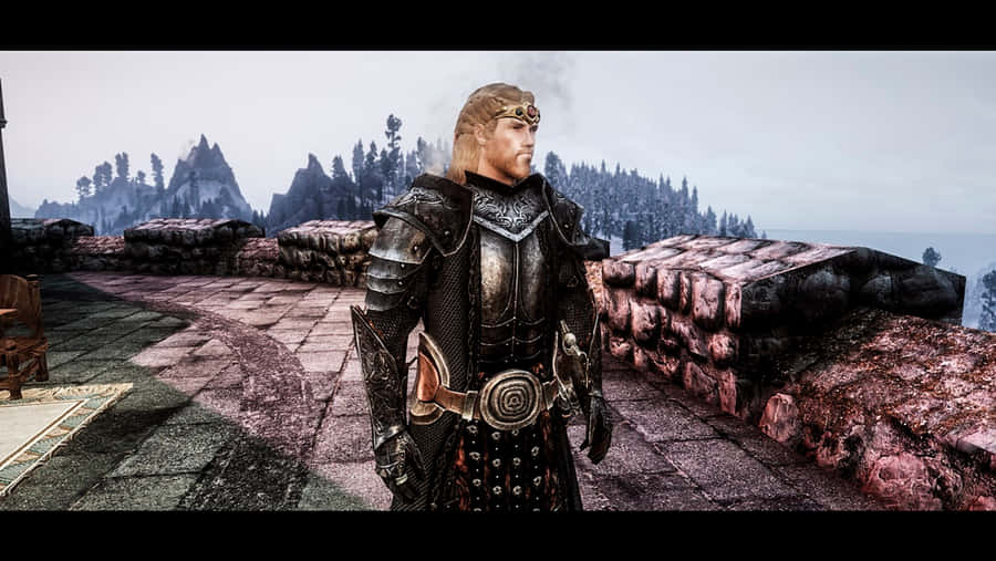 Caption: Jarl Balgruuf The Greater In Dragonsreach Throne Wallpaper