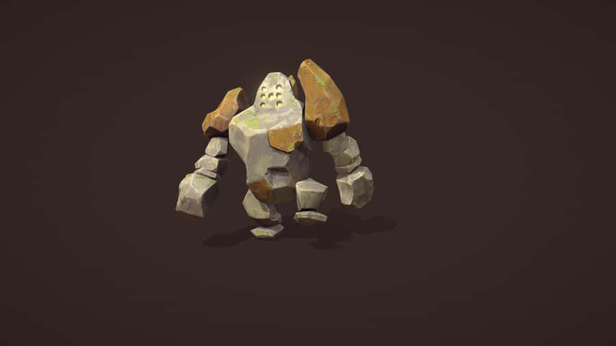Caption: Majestic 3d Model Of Regirock With A Supreme Brown Backdrop Wallpaper