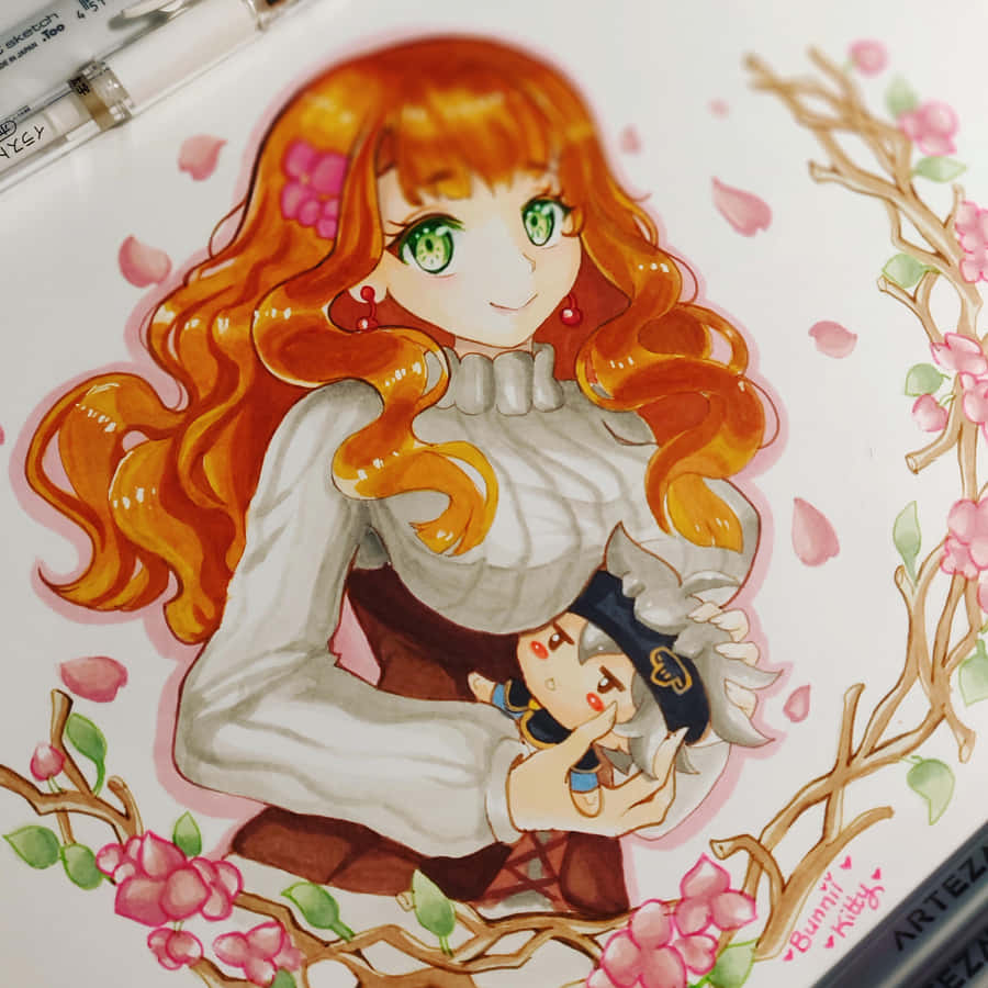 Caption: Majestic Mimosa Vermillion Wallpaper