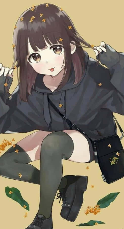 Caption: Menhera Chan - Cute Pastel Goth Aesthetic Wallpaper