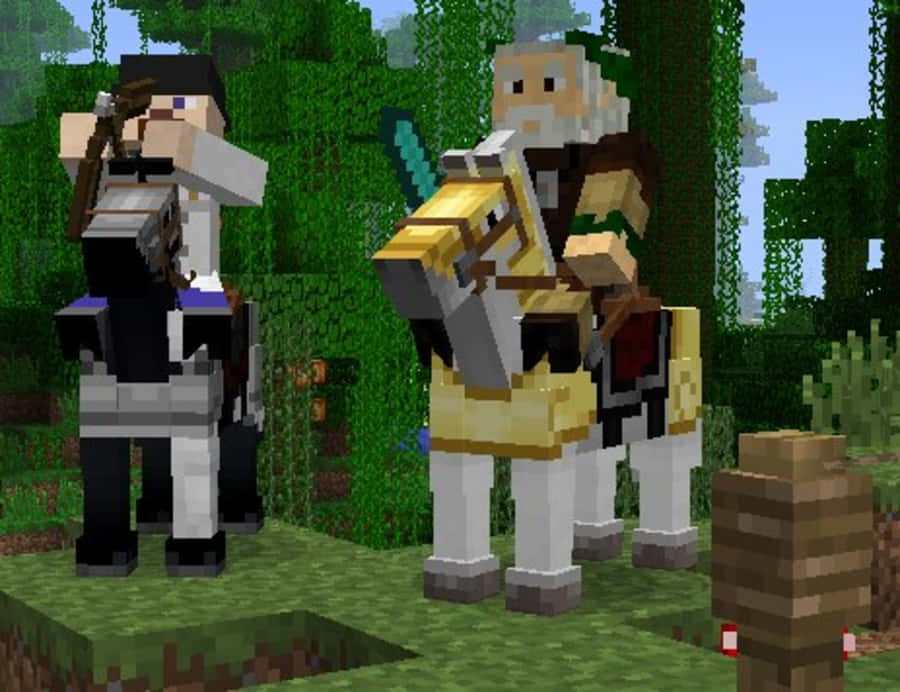 Caption: Minecraft Horses - A Majestic Adventure Wallpaper