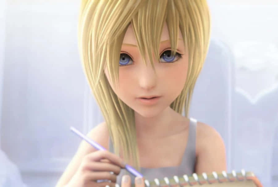 Caption: Namine From Kingdom Hearts In A Beautiful Artistic Illustration Wallpaper