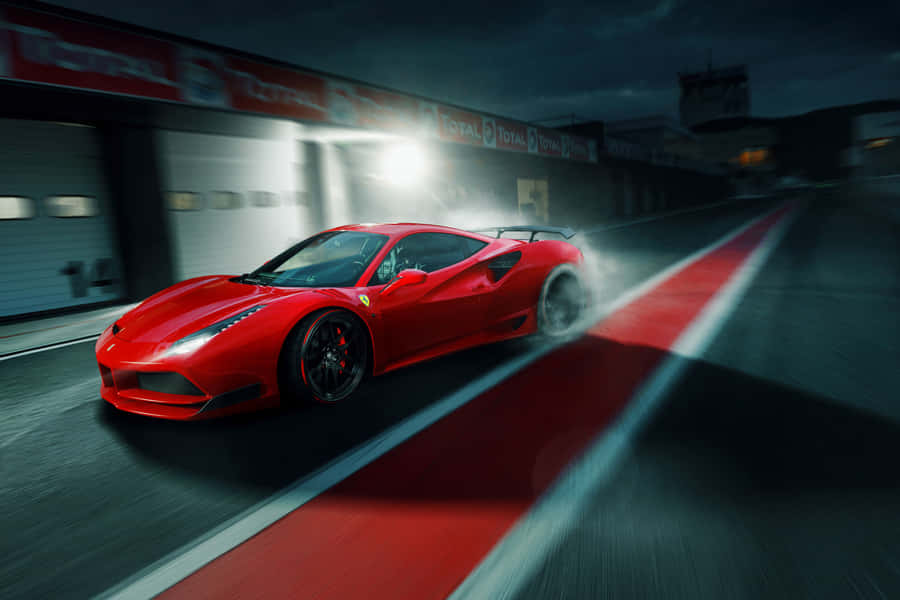 Caption: Pristine Ferrari 488 Gtb Showcasing Elegance And Power Wallpaper
