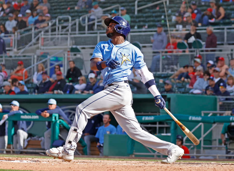 Caption: Randy Arozarena In Action During A Baseball Game Wallpaper