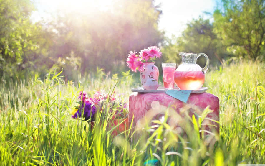 Caption: Refreshing Pink Lemonade Splash Wallpaper