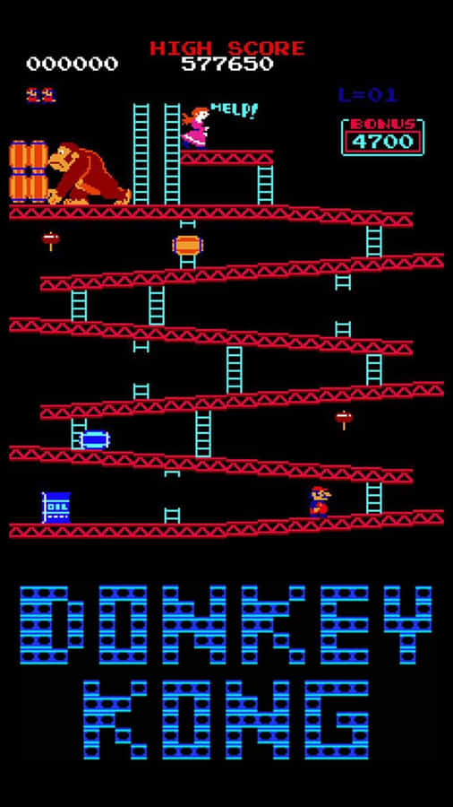 _caption_#: Retro Arcade Game On Iphone Screen Wallpaper