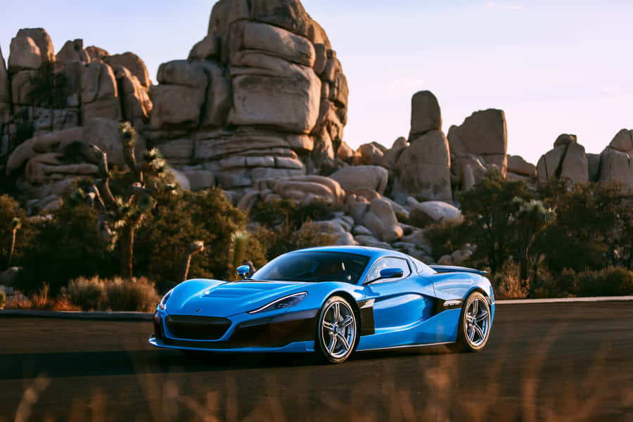 Caption: Rimac C_two Electric Hypercar In Action Wallpaper