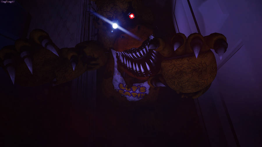 Caption: Sinister Stare Of Nightmare Freddy Wallpaper