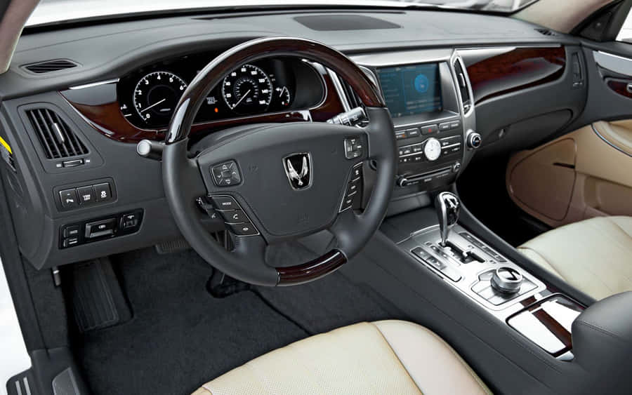 Caption: Sleek Hyundai Equus In Motion Wallpaper