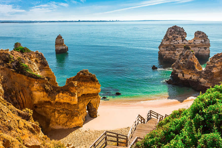 Caption: Stunning View Of Portuguese Beach Wallpaper