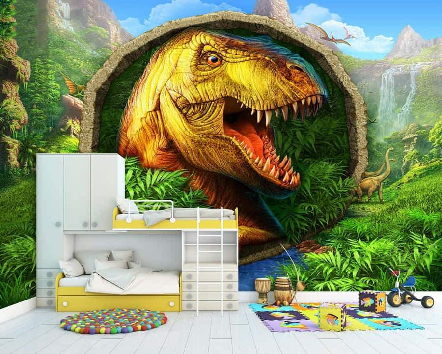 Captivating 3d Dinosaur In A Mesozoic Jungle Wallpaper