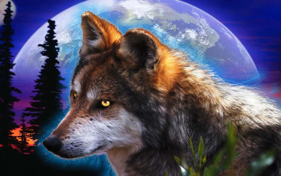Captivating 3d Wolf Illustration Wallpaper