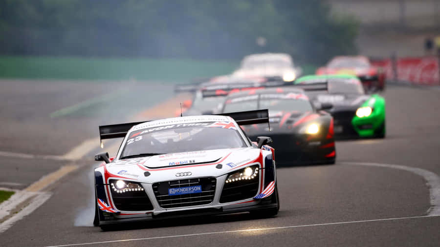 Captivating Car Racing In Action Wallpaper