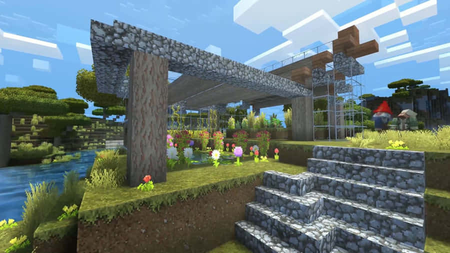 Captivating Display Of Minecraft Sunset Wallpaper