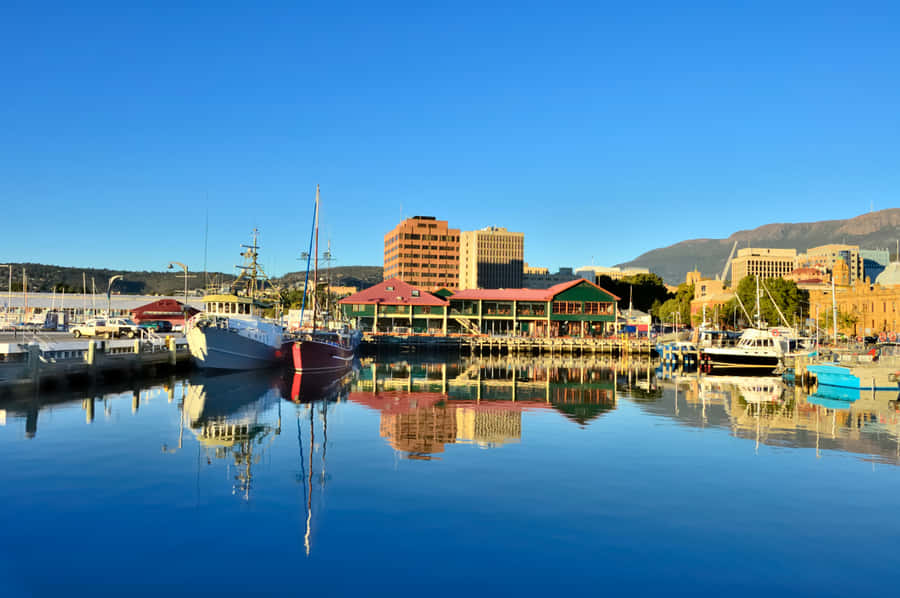 Captivating Hobart City Skyline At Dusk Wallpaper