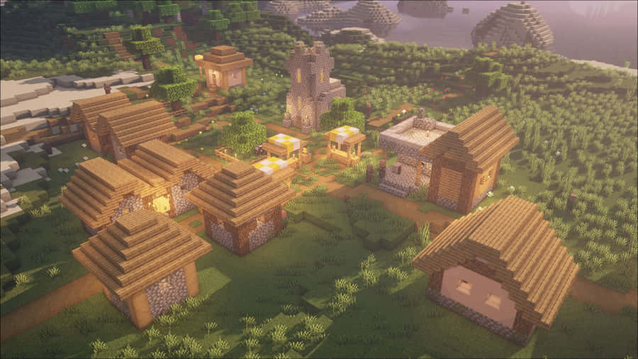 Captivating Minecraft Village Landscape Wallpaper