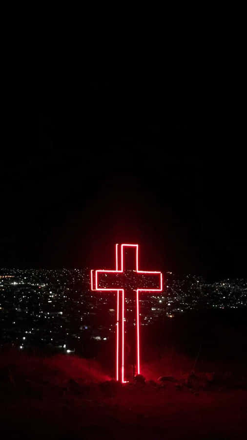 Captivating Neon Cross Wallpaper