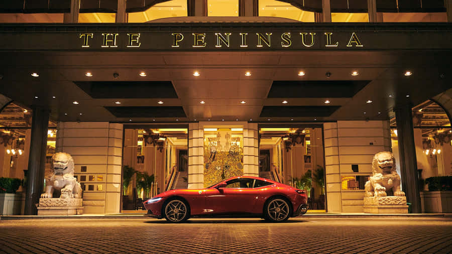 Captivating Red Ferrari Roma Wallpaper