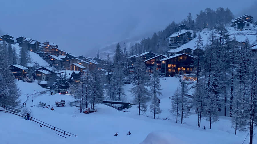 Captivating Ski Resort View Wallpaper