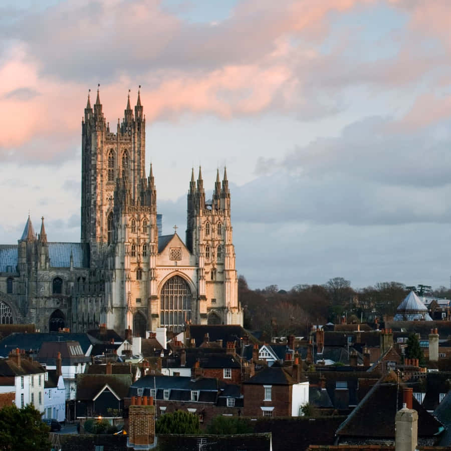 Captivating Sunset Over Canterbury Cathedral Wallpaper