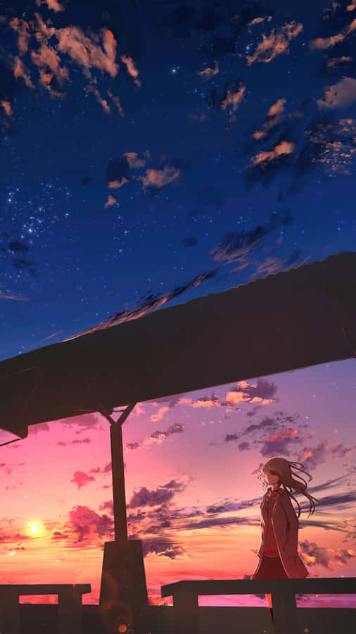 Capture The Perfect Sunset With The Anime Sunset Iphone Wallpaper