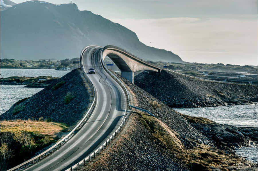 Car On The Storseisundet Bridge Wallpaper