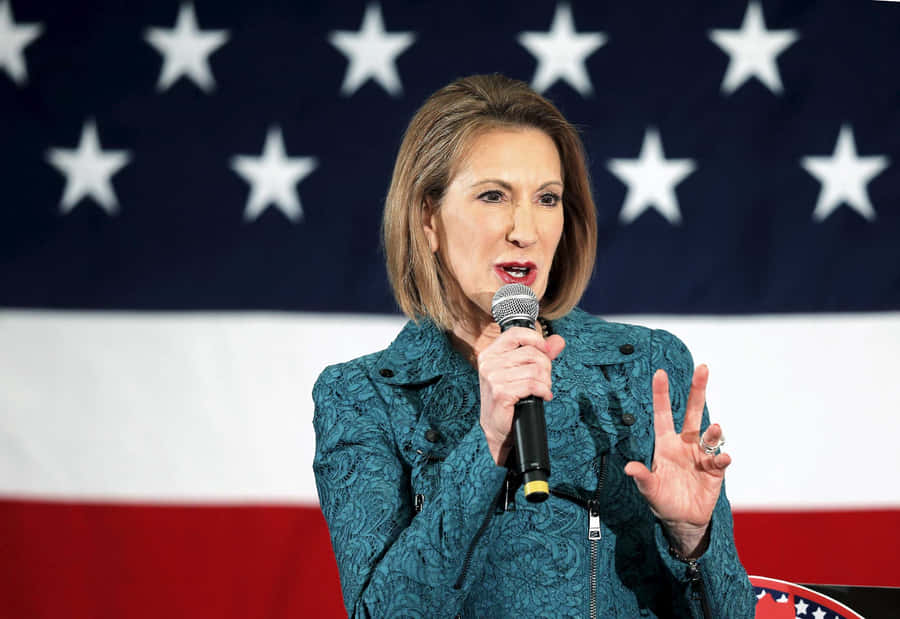 Carly Fiorina With Us Flag Wall Wallpaper