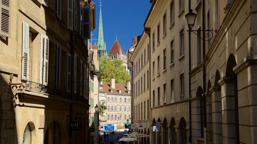 Carouge Geneva Street View Wallpaper