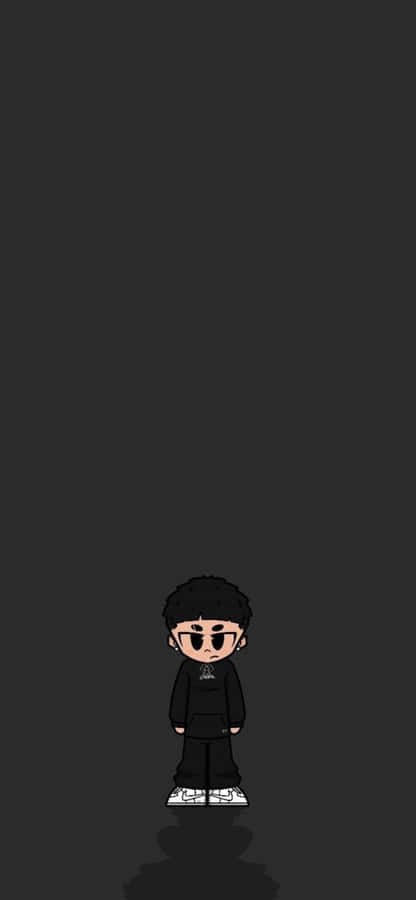 Cartoon Character Black Outfit Mobile Wallpaper Wallpaper