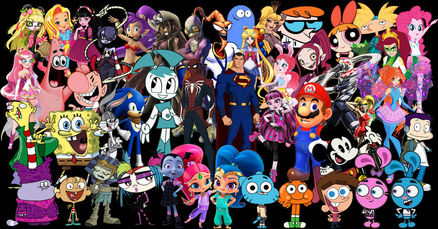 Cartoon Characters Collage Wallpaper