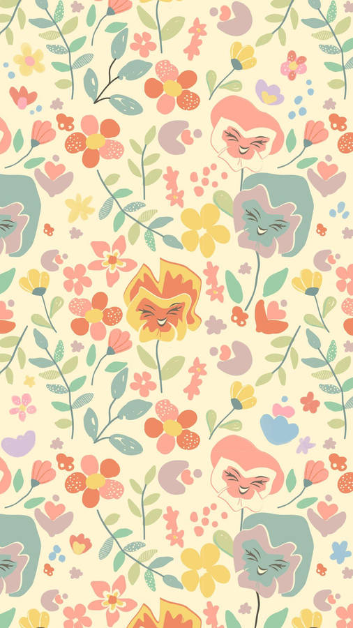 Cartoon Characters Come Alive With Disney Pattern Wallpaper