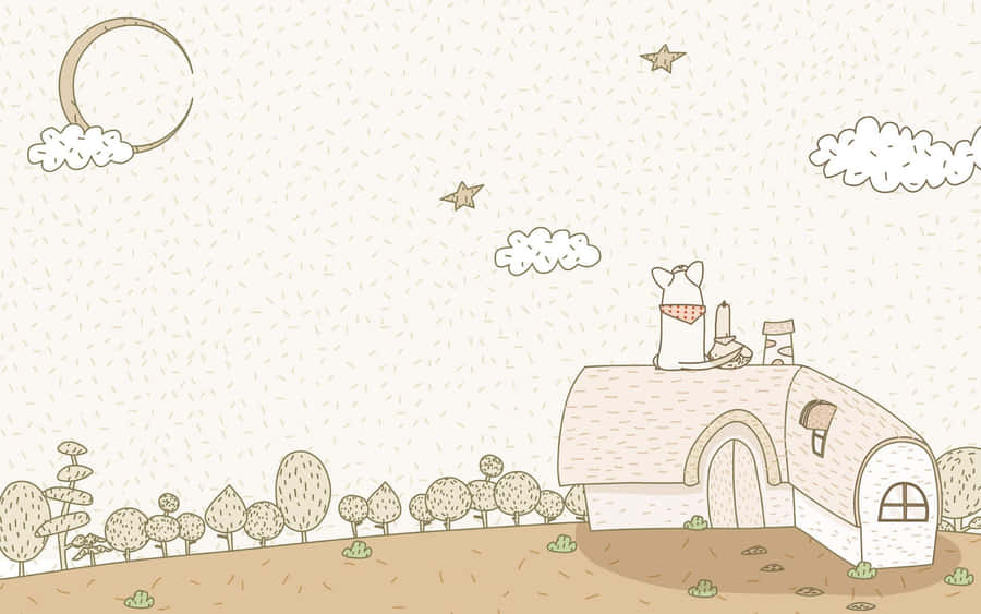 Cartoon Drawing Of A Young Artist And His Imaginative Creations Wallpaper