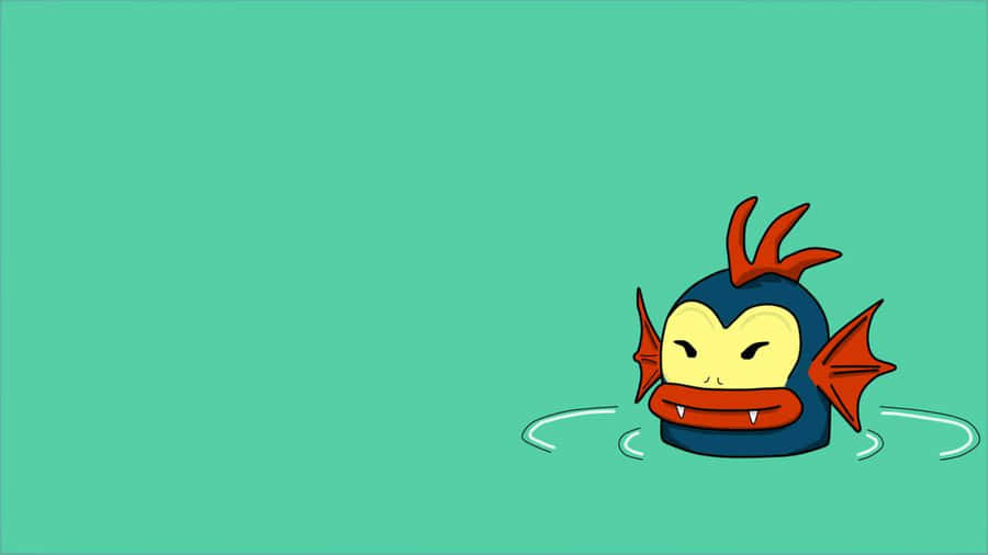 Cartoon Fish Character Swimming Wallpaper