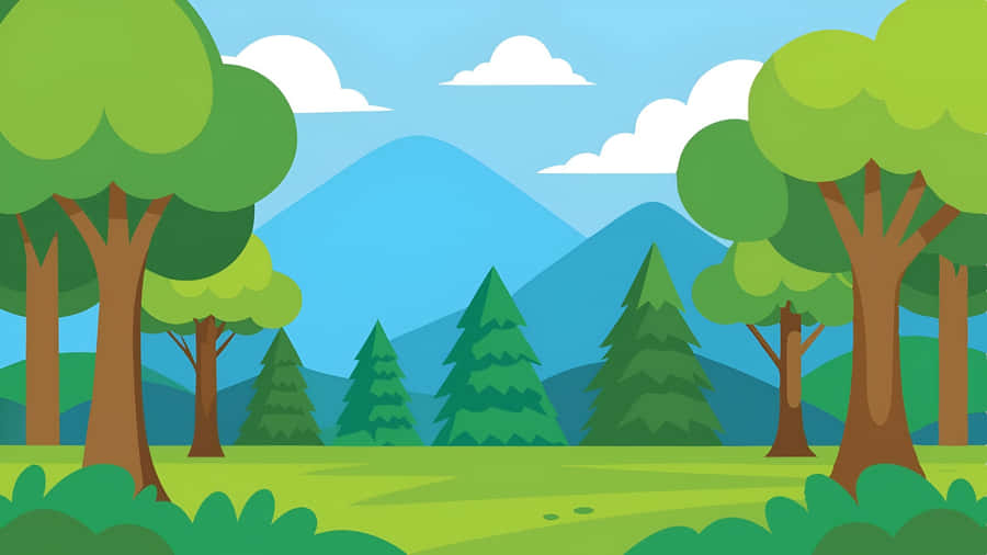 Cartoon Forest Landscape Wallpaper