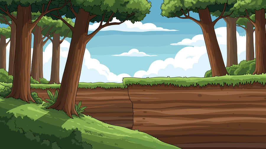 Cartoon Forest Landscape Wallpaper