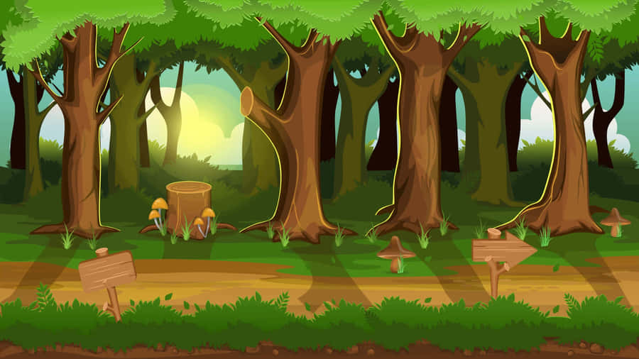 Cartoon Forest Scene Wallpaper
