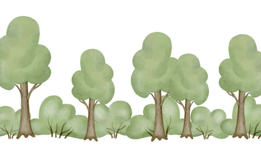 Cartoon Forest Trees Wallpaper