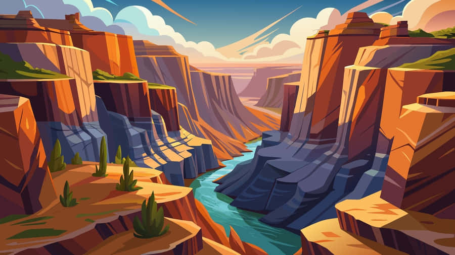 Cartoon Mountain Canyon Wallpaper