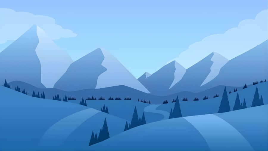 Cartoon Mountain Landscape Wallpaper