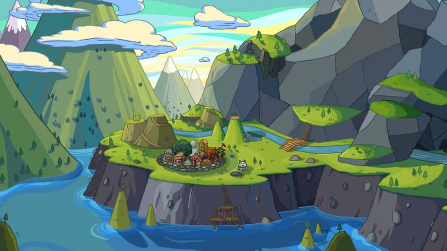 Cartoon Mountain Landscape Wallpaper