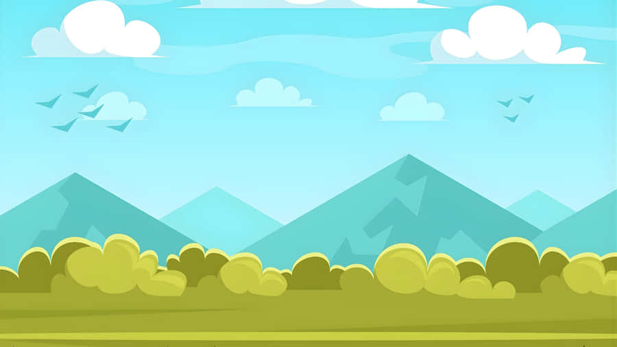 Cartoon Mountain Landscape Wallpaper